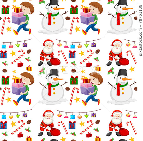 Seamless pattern with Christmas elements on white background Seamless pattern with Christmas elements on white background 78761139