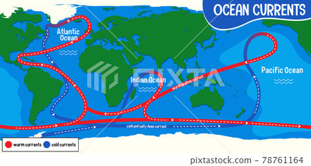 Ocean currents on world map background 78761164