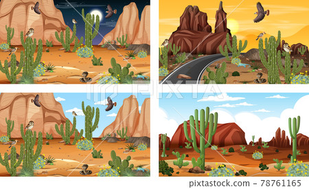 Different desert forest scenes with animals and plants Different desert forest scenes with animals and plants 78761165