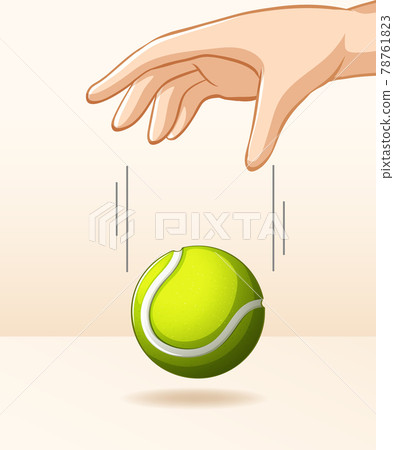 Hand dropping tennis ball for gravity experiment Hand dropping tennis ball for gravity experiment 78761823