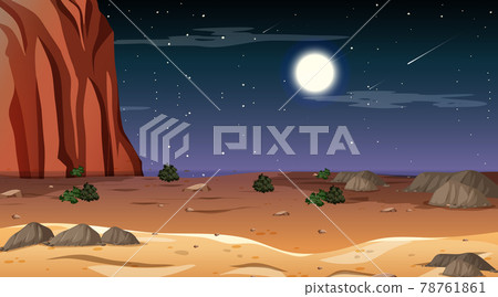 Desert forest landscape at night scene 78761861