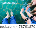 Children's feet warmed in the footbath of Kusatsu Onsen Yukemuri-tei (in front of Yubatake) 78761870