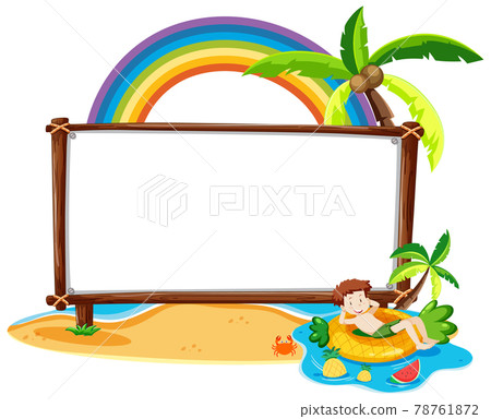 Summer Beach theme with empty banner isolated on white background Summer Beach theme with empty banner isolated on white background 78761872