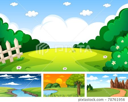 Different scene set of nature park and forest 78761956