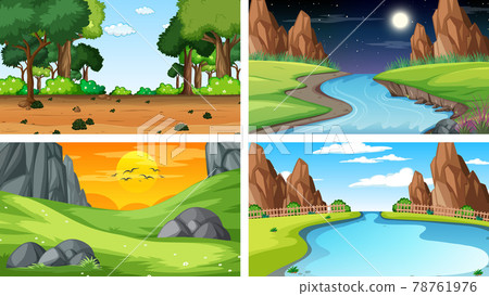 Four different scene of nature park and forest 78761976