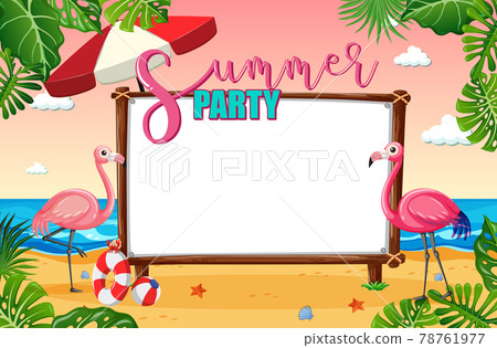 Empty banner board with tropical beach theme Empty banner board with tropical beach theme 78761977
