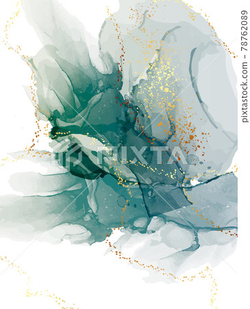 green watercolor abstract teal background, aquarelle ink blob with gold glitter green watercolor abstract teal background, aquarelle ink blob with gold glitter 78762089