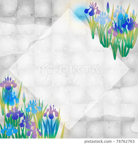 Silver foil-like background illustration of iris flowers with copy space Silver foil-like background illustration of iris flowers with copy space 78762763