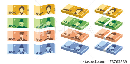 Korean money, simple illustration collection. 78763889