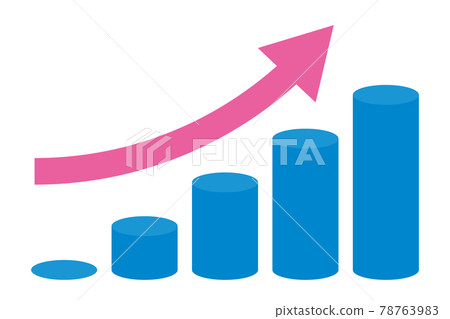 條形圖（圓柱）向右上升的圖示 78763983