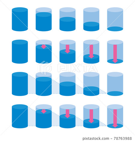 Illustration of a decreasing bar graph (cylinder) 78763988