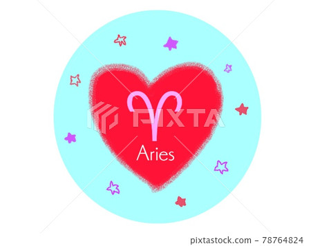 Heart-shaped 12 constellation icon Aries 78764824
