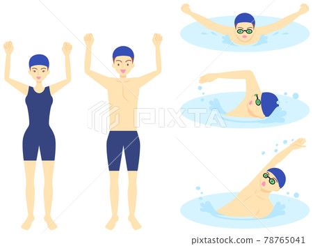 Illustration set of swimmers and swimmers 78765041