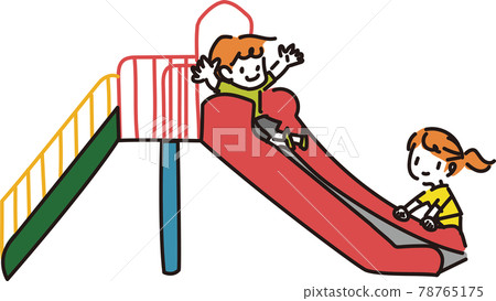 Illustration of children playing on the slide Illustration of children playing on the slide 78765175