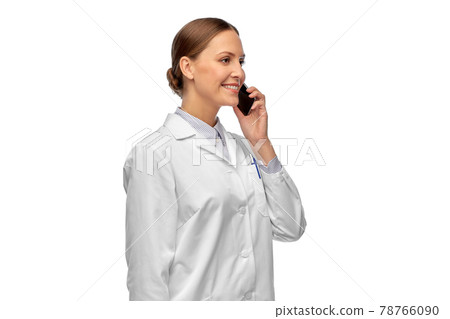 female doctoror scientist calling on smartphone 78766090