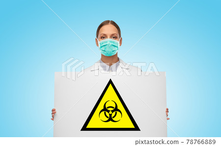 female doctor in mask with biohazard sign 78766889