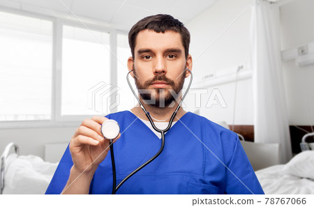 doctor or male nurse with stethoscope 78767066
