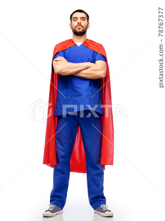 doctor or male nurse in superhero cape 78767377
