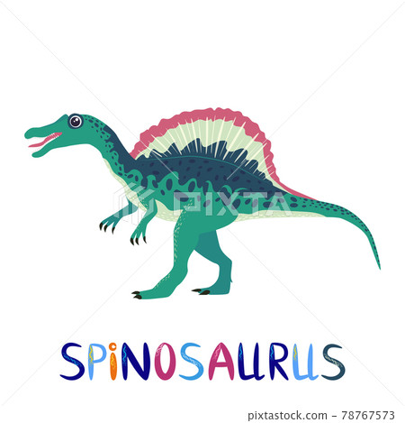 Spinosaurus emerald, prehistoric dinosaurs collection. Ancient animals. Hand drawn. In a frame of flowers and leaves. Spinosaurus emerald, prehistoric dinosaurs collection. Ancient animals. Hand drawn. In a frame of flowers and leaves. 78767573