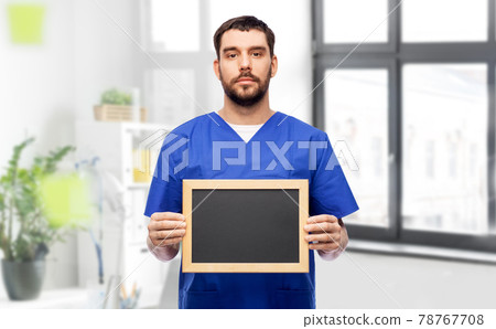 male doctor or nurse with chalkboard male doctor or nurse with chalkboard 78767708