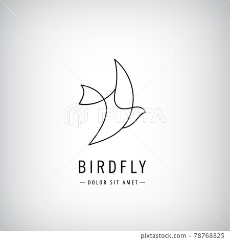 Vector one line bird logo, flying silhouette, continuous monoline concept, abstract icon, sign isolated. Use for print, brand, tatoo, art 78768825