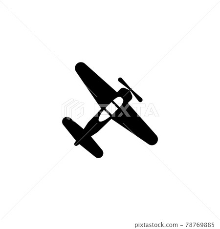 Vintage Plane, Retro Biplane, Old Airplane. Flat Vector Icon illustration. Simple black symbol on white background. Plane Retro Biplane Old Airplane sign design template for web and mobile UI element. 78769885