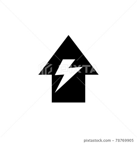 Home and Flash, Electricity House. Flat Vector Icon illustration. Simple black symbol on white background. Home and Flash, Electricity House sign design template for web and mobile UI element. 78769905
