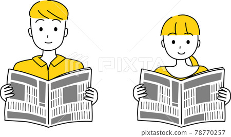 男人和女人閱讀報紙集 78770257