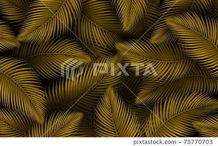 Gold palm leaves. Summer Vector illustration. 78770703