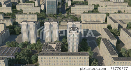 Bird's eye view of the cityscape 3d illustration Bird's eye view of the cityscape 3d illustration 78770777