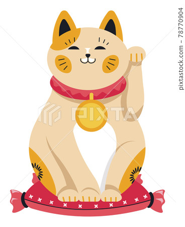 Asian cat symbolizing luck and wealth, maneki neko Asian cat symbolizing luck and wealth, maneki neko 78770904