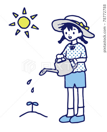 用噴壺給植物澆水的兒童值班手繪材料 用噴壺給植物澆水的兒童值班手繪材料 78772788