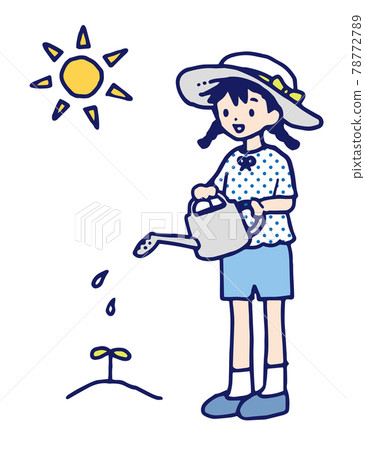 兒童值班手繪風材料用噴壺給植物澆水 兒童值班手繪風材料用噴壺給植物澆水 78772789