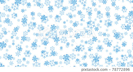 Winter seamless pattern with blue snowflakes on white background. Vector illustration for fabric, textile wallpaper, posters, gift wrapping paper. Christmas vector illustration. Falling snow 78772896