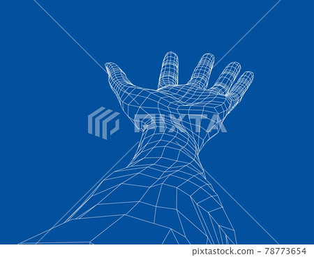 Open palm hand gesture of male hand. Vector Open palm hand gesture of male hand. Vector 78773654