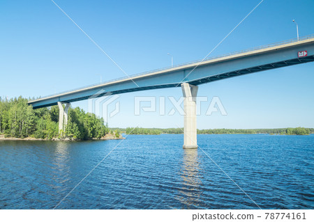 Luukkaansalmi bridge in Lappeenranta, Finland. View from the lake Saimaa. 78774161