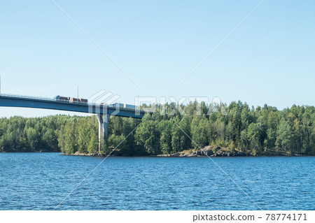 Luukkaansalmi bridge in Lappeenranta, Finland. View from the lake Saimaa. 78774171