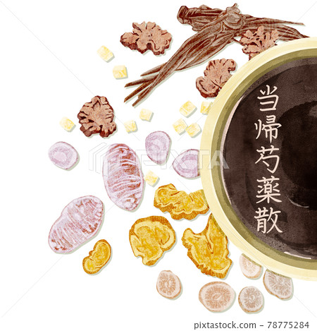 中草藥“時尺藥散”手繪水彩風格插畫 78775284