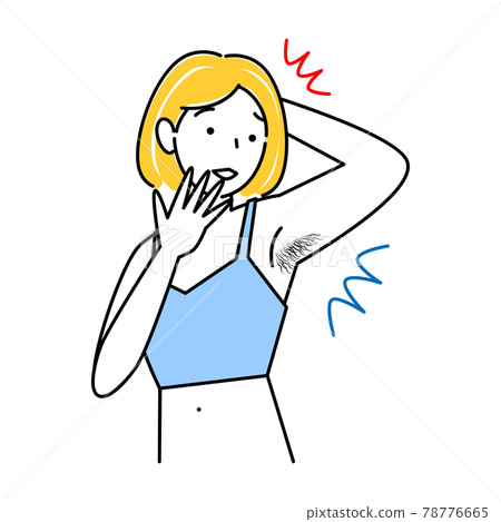 關心多餘毛髮(腋毛)的可愛女性插圖簡單矢量 關心多餘毛髮(腋毛)的可愛女性插圖簡單矢量 78776665