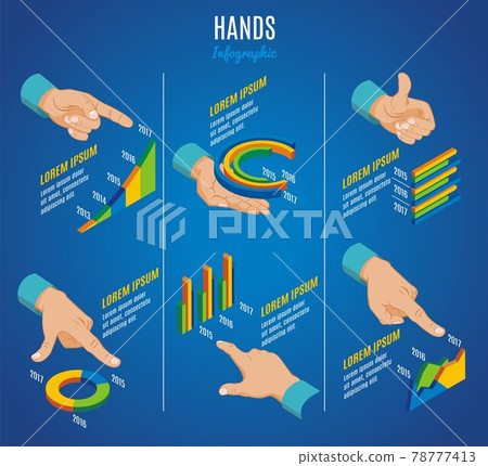 Isometric Hands Infographic Concept - Stock Illustration [78777413] - PIXTA