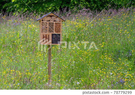 Belgium, Brussels,Insect hotel, insect house, nesting box in the garden of the Royal Palace Belgium, Brussels,Insect hotel, insect house, nesting box in the garden of the Royal Palace 78779299