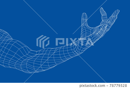 Hand hold some tiny or thin object. Vector 78779328