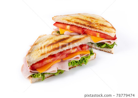 Sandwich with tomato,lettuce,ham and cheese Sandwich with tomato,lettuce,ham and cheese 78779474