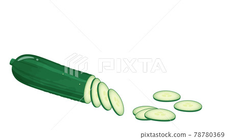 Illustration of slicing cucumber _ sliced _ frame _ 16: 9 Illustration of slicing cucumber _ sliced _ frame _ 16: 9 78780369