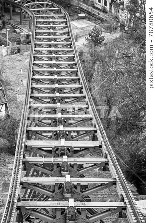 Suspension rail system of the world's oldest suspension railway seen from above. Suspension rail system of the world's oldest suspension railway seen from above. 78780654