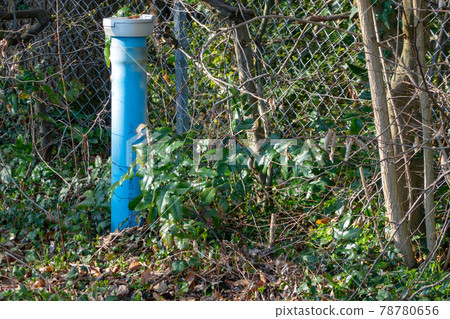 Groundwater measuring point without steel protection tube with end cap and Allen cap, made of blue PVC polyvinyl chloride Groundwater measuring point without steel protection tube with end cap and Allen cap, made of blue PVC polyvinyl chloride 78780656