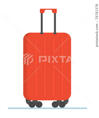 Red travelling baggage suitcase. Flat design style modern vector illustration icons of travel by plane. Red travelling baggage suitcase. Flat design style modern vector illustration icons of travel by plane. 78781376