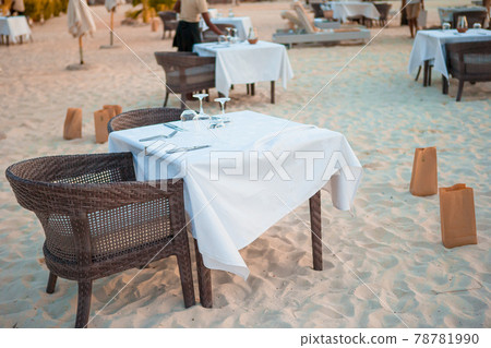 Summer empty open air luxury restaraunt at exotic hotel Summer empty open air luxury restaraunt at exotic hotel 78781990