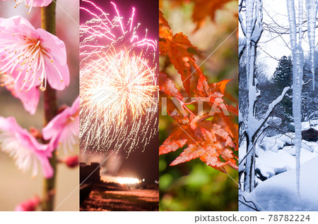 Spring summer autumn winter collage background image 78782224