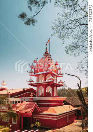 Panaji, Goa, India. Tower Of The Hindu Maruti Temple Or Hanuman Temple Is Located In Panjim. Built In Honor Of The God Of Monkeys Haruman. Famous Landmark And Heritage. Popular Destination Panaji, Goa, India. Tower Of The Hindu Maruti Temple Or Hanuman Temple Is Located In Panjim. Built In Honor Of The God Of Monkeys Haruman. Famous Landmark And Heritage. Popular Destination 78782372